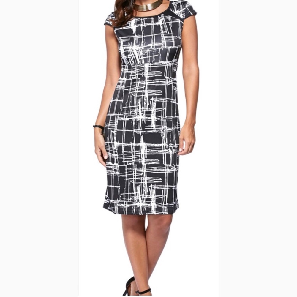 Black White Pattern Fitted Dress
